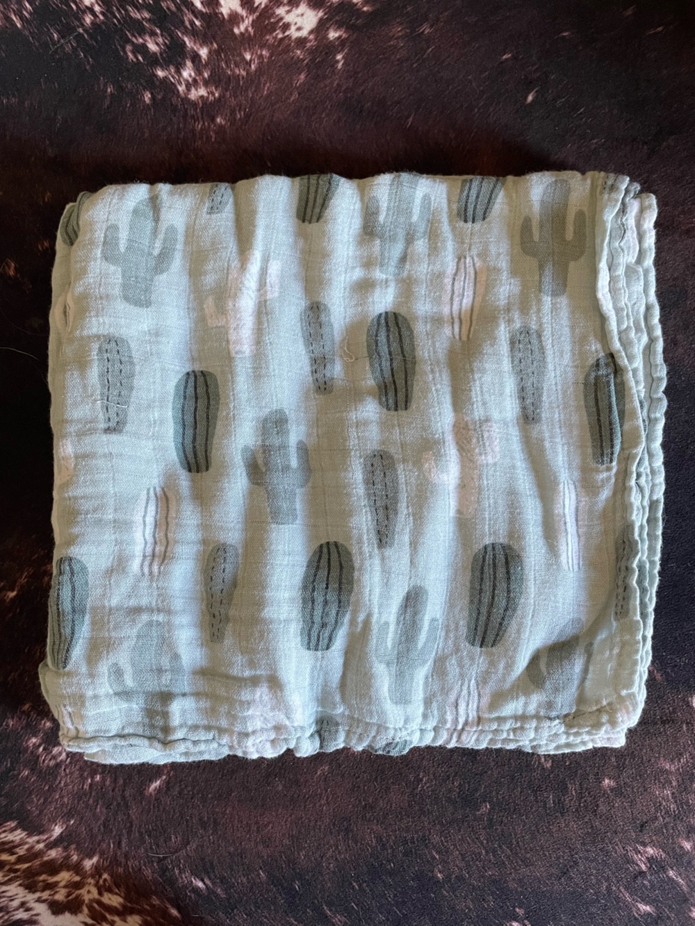 Soft Muslin Swaddle swaddle in Mint with Gray & Cactus